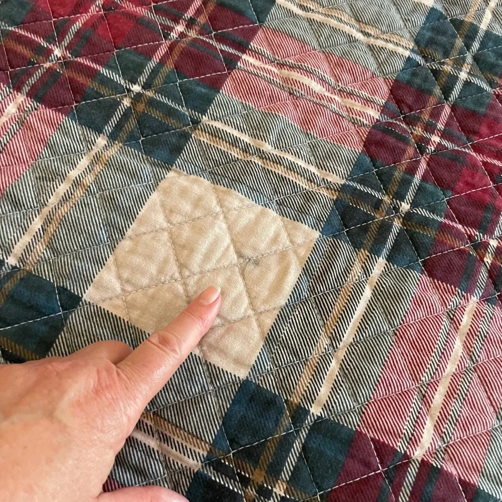Cuddl Duds Plaid Quilted Coverlet 2 Shams King/Cal King Reversible Rustic Cabin